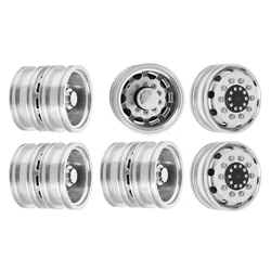 6pcs Tamiya  Complete Set Aluminum Front & Rear Wheel Hubs Rims for 1/14 Tamiya Tractor Climbing Trailer RC Car Upgrade Parts