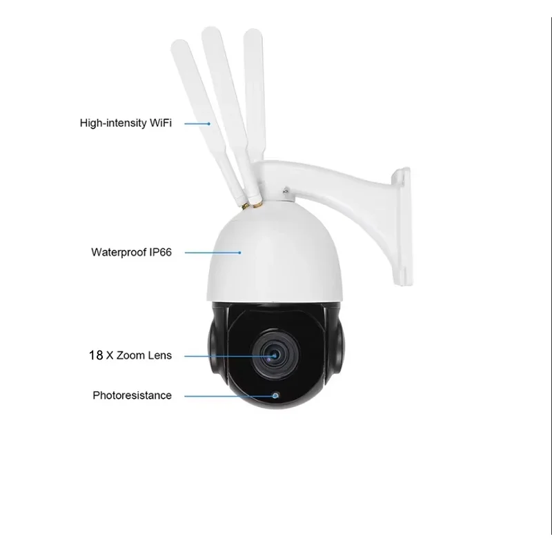 Telecamera PTZ 4G da esterno 5MP 4K 8MP Zoom 20x Telecamera IP WIFI Telecamera dome a velocità media da 4" 60M IR