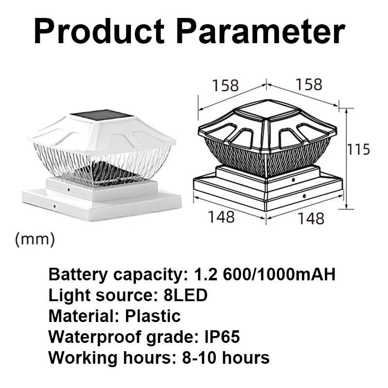 Imagem -06 - Outdoor Solar Powered Fence Post Cap Lights Alto Brilho Iluminação Led para o Pátio do Jardim Deck Ip65 Impermeável