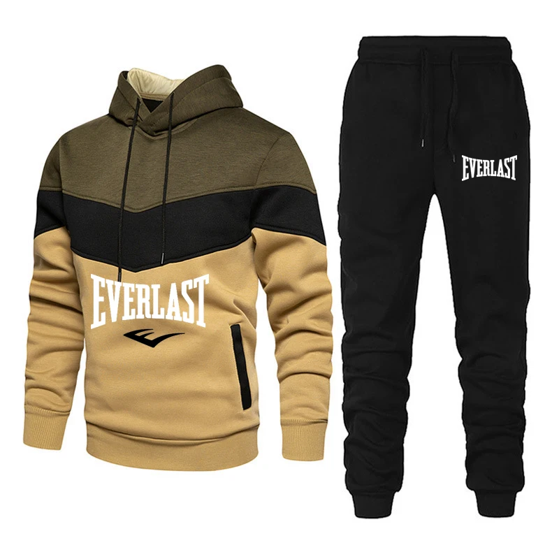 

Cross border foreign trade men's casual sports hoodie set fashionable boxing printed two-piece set trendy set