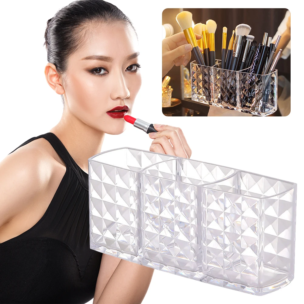 

Transparent Cosmetic Makeup Storage Box Makeup Brush Holder Organizer Lipstick Eyebrow Pencil Bathroom Storage Display Stand