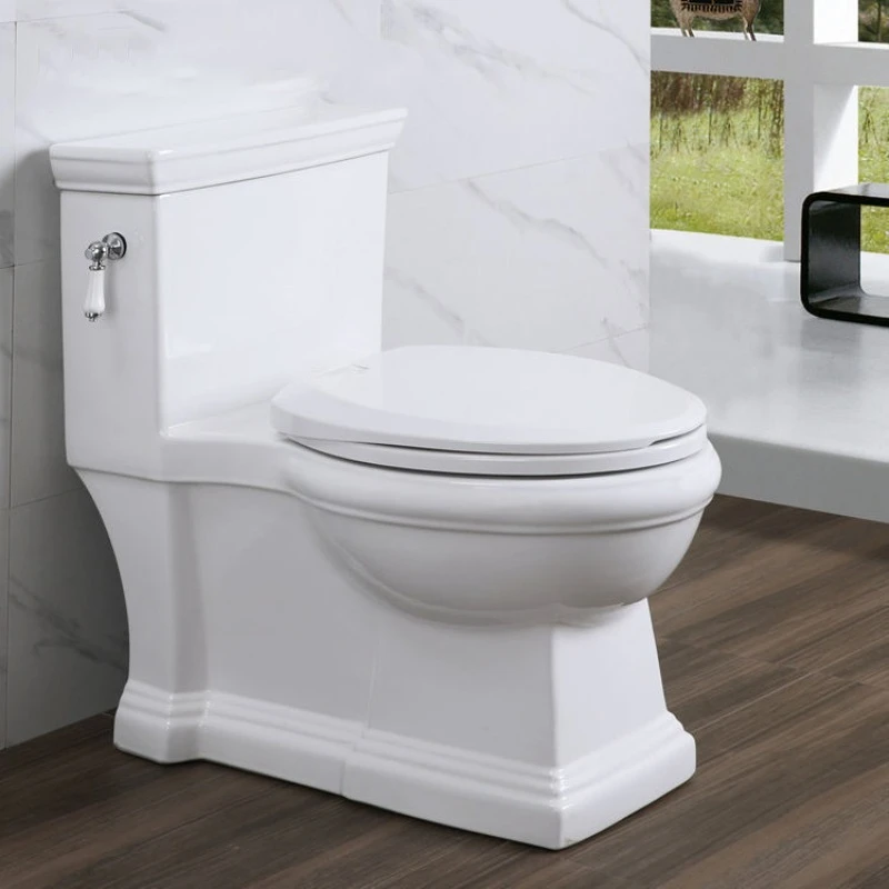 European and American retro household toilets, siphon-type color deodorant, water-saving, silent large-diameter luxury one-piece