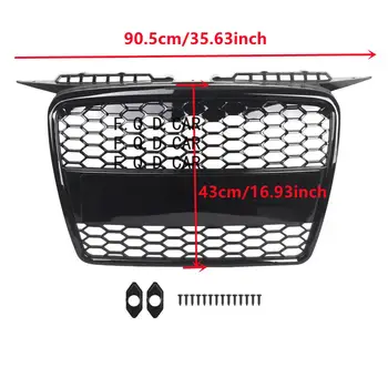 適用於奧迪A3/A3 Quattro 8P 2004 2005 2006 2007 2008款的亮黑色汽車前保險桿中央格柵網狀蜂窩格柵 8P4853651A 6 最佳銷售 奧迪A3 8P格柵 - №6