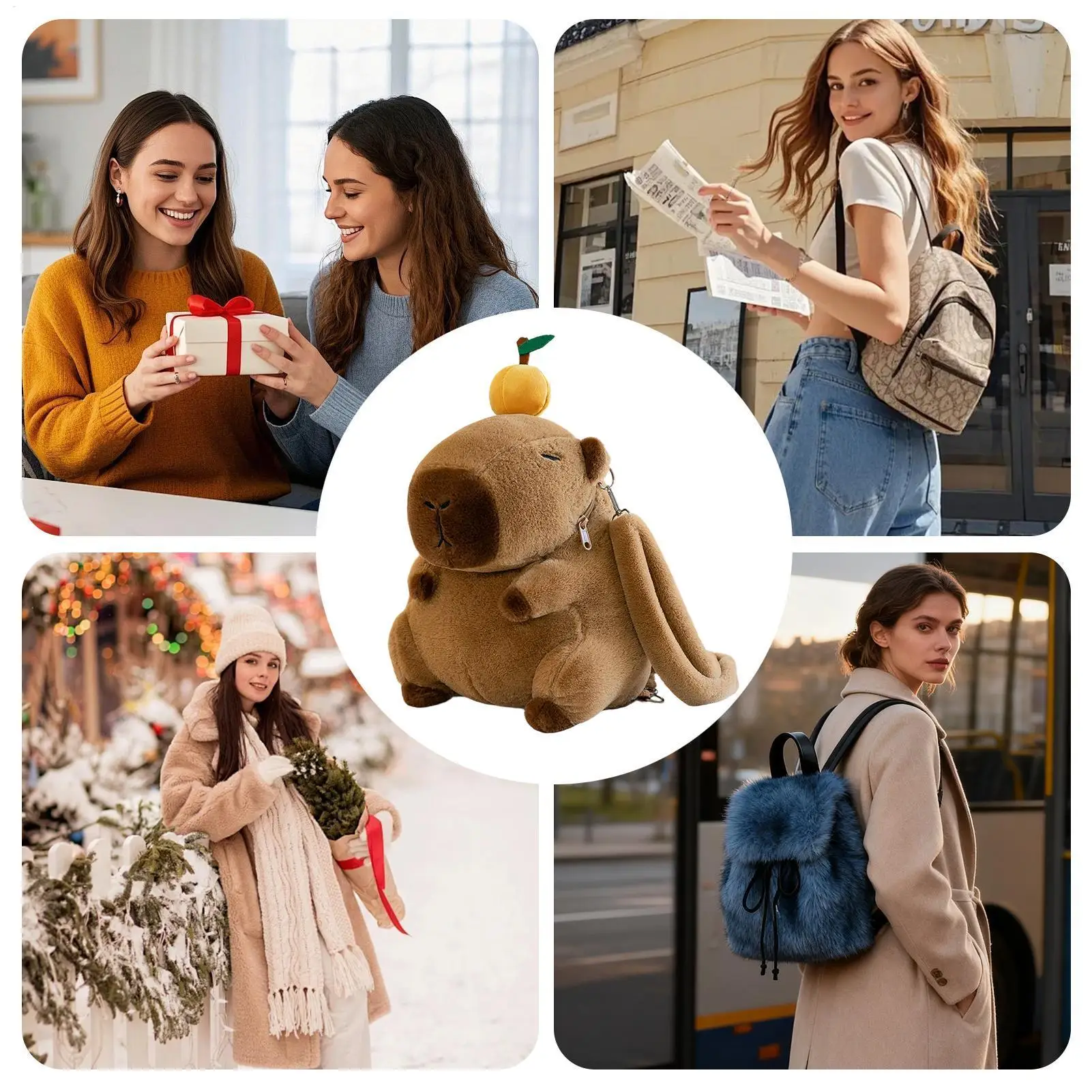 Plecak Pluszowy Duża Pojemność Torba na Książki Artykuły Szkolne Plecak Pluszak dla Dzieci Dziewczynek Urodziny Podróże Wyjazdy na Jednodniowe Wyjazdy