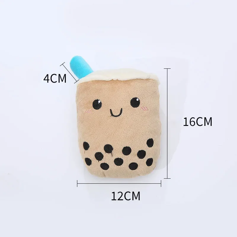 Cute Milk Tea Shaped Plush Pets Dog Squeaky Toys Funny Bite-resistant Molar Puppy Chew Toy Small Large Dogs Supplies