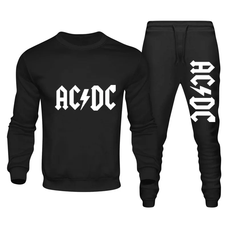 New 2 piece sportswear AC&DC men\'s sweatshirt pants pullover hoodie sportswear suit casual Streetwear sports men\'s clothing