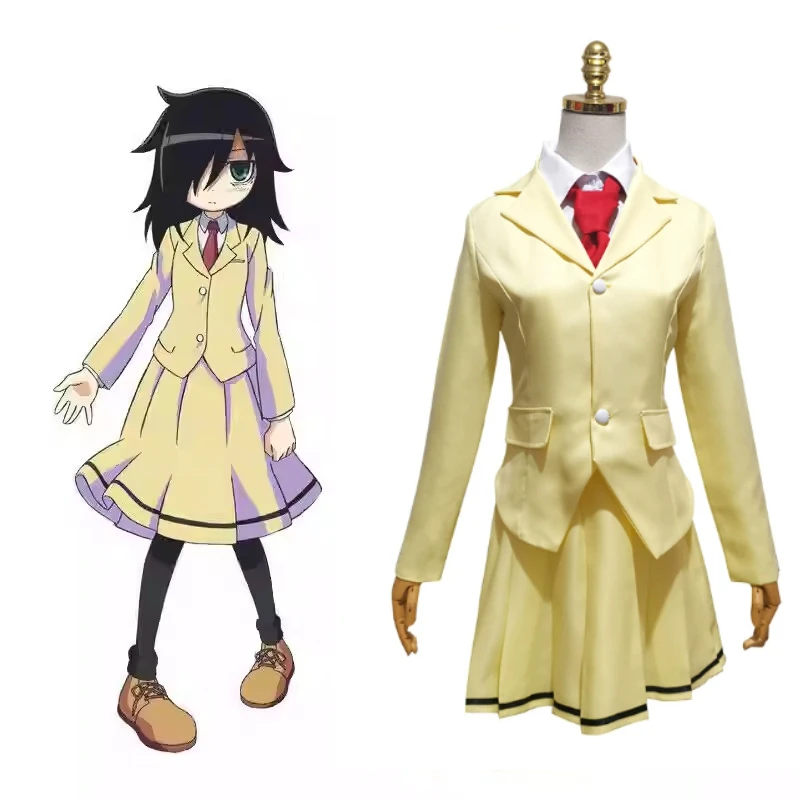 

Tomoko Kuroki Cosplay Costume Girl Yellow Cute Jk Skirt School Uniform Anime It's Not My Fault I’m Unpopular Costume Party Suits
