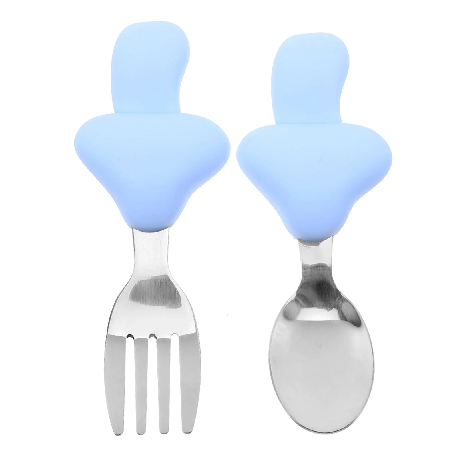 

1 set 1 Baby Training Spoon Fork Set Toddler Utensils Short Handle Lightweight Ergonomic Stainless Steel Cutlery For Infant Home