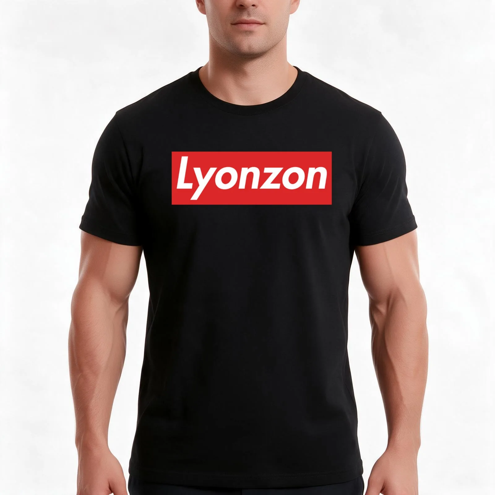 lyonzon T-Shirt, Summer Casual Cotton Tee, Oversized Streetwear Tops, Vintage Graphic Print, Loose Fit Short Sleeve, 100% Cotton
