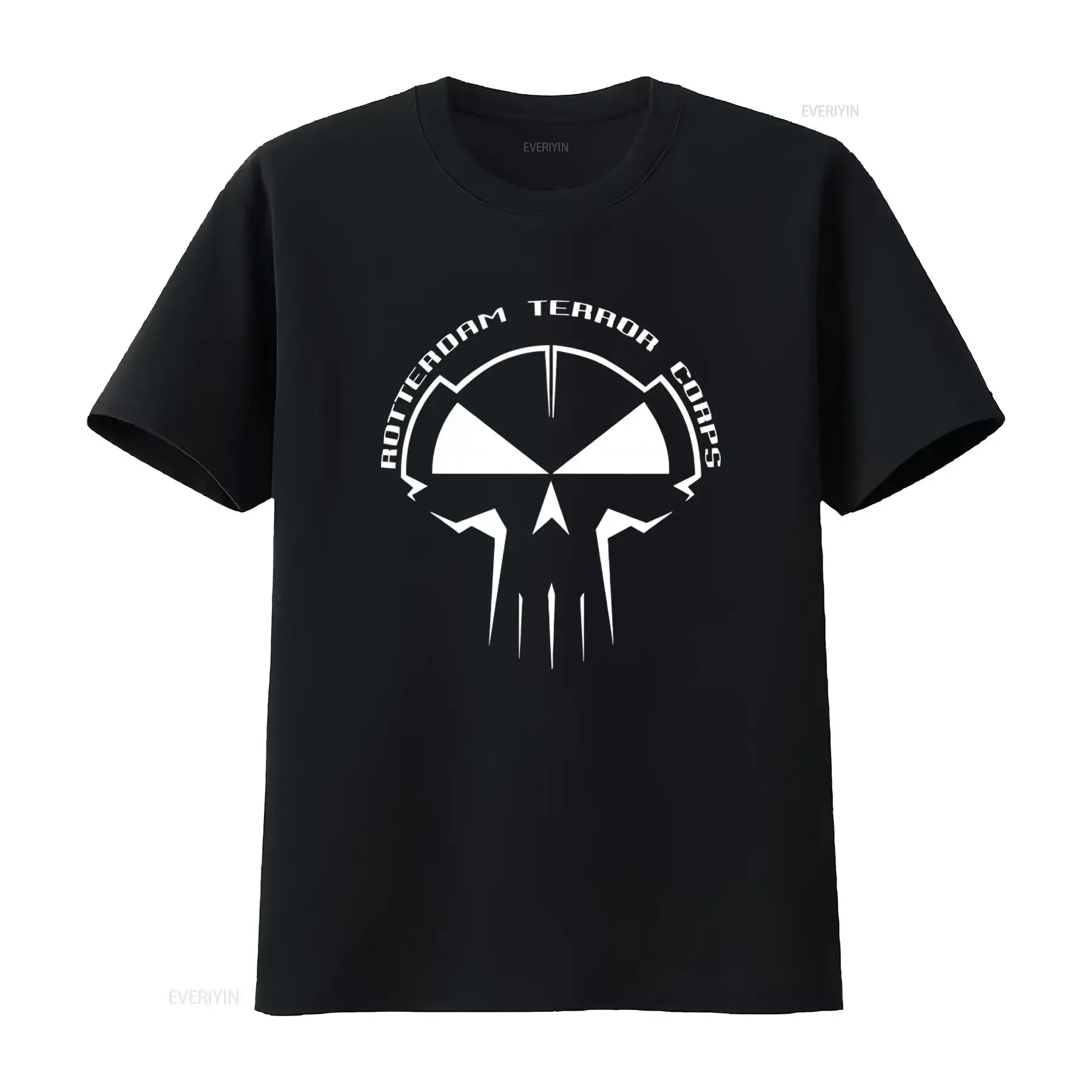 Camiseta negra Rotterdam Terror Corps Hardstyle Gabba Hardcore Techno RTC Design vintage lavada versátil suave transpirable