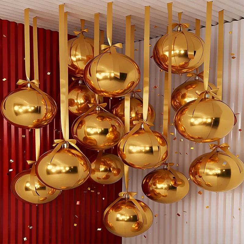 Large Golden 4D Mirror Balloons Suitable for Birthdays Parties, Carnivals - Elegant Glossy Mirror for Ceiling Decorations - view 6