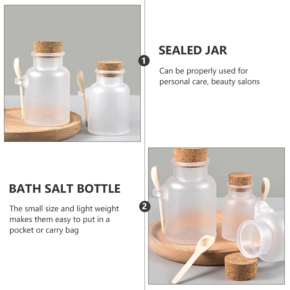 6 مجموعة قناع زجاجة البودرة مجموعة 100 جرام المحمولة حمام الملح الحاويات مع ملعقة مختومة تخزين جرة للسفر منفصلة فارغة