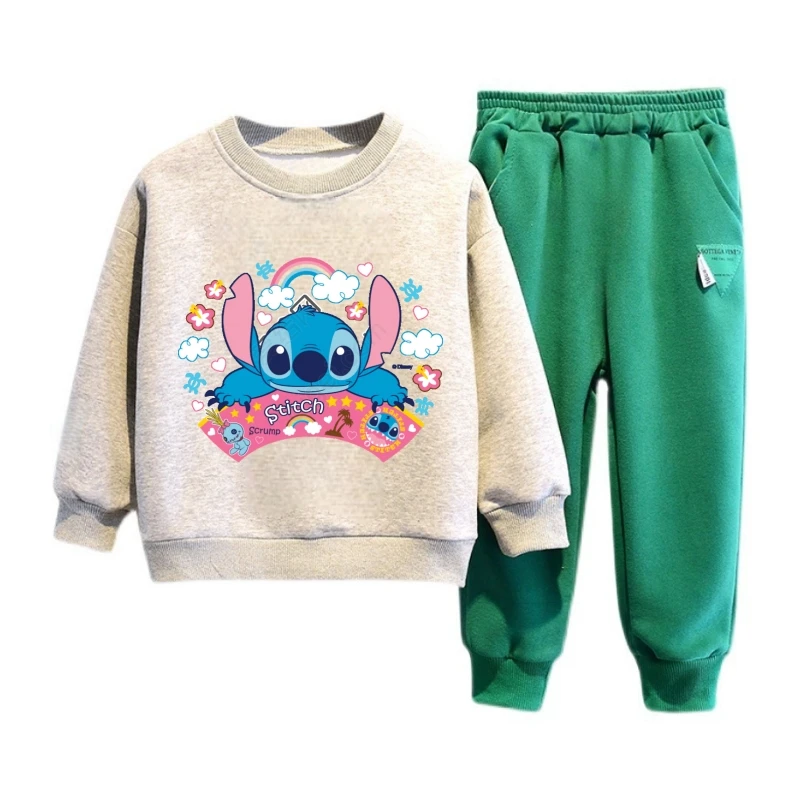

Disney Autumn Baby Boys Clothes Set Kid Girls Stitch Printed Sweatshirts Pullover Top and Pants 2 Pieces Suit Children Outfit