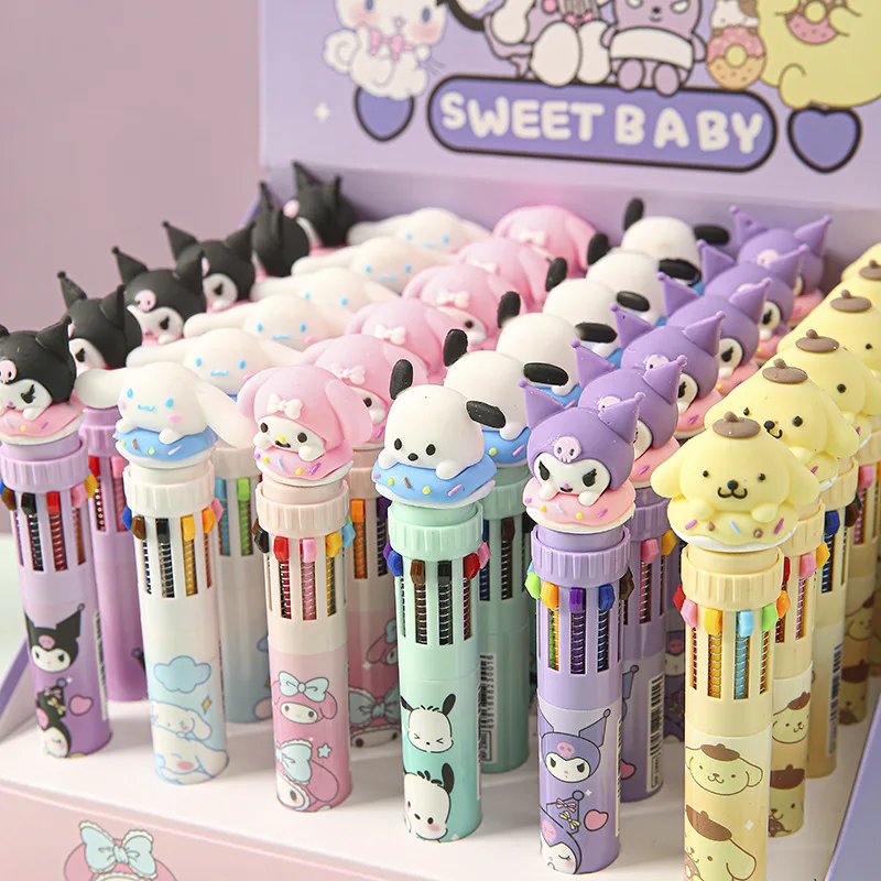 

for Kuromi Ballpoint Pen 36pcs 10-Color Marker Hello Kitty 0.7mm School Stationery Graffiti Painting Writing Instrument