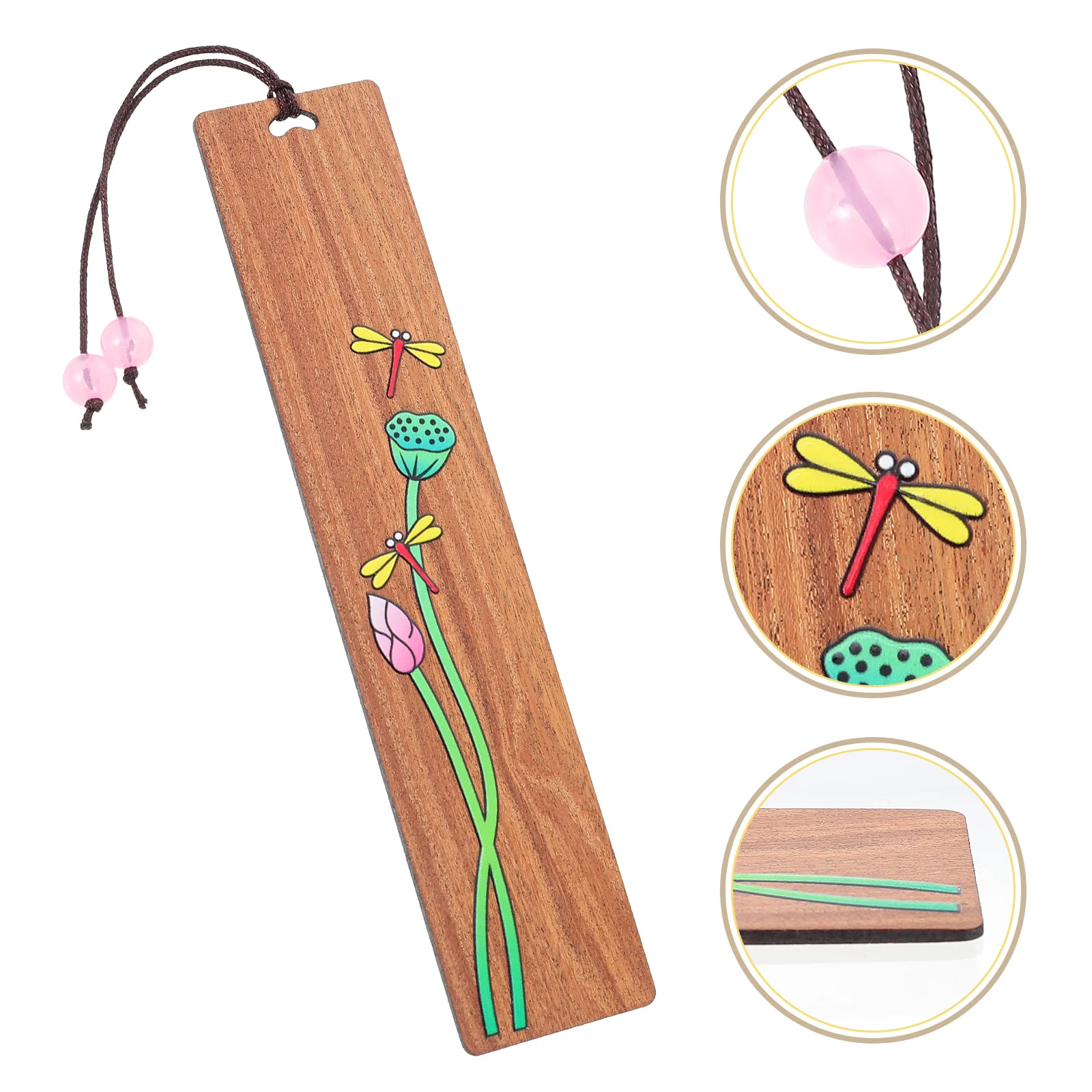 1pc Wooden Painted Bookmarker Creative Page-Marker Wood Bookmark Practical Lightweight Simple Design Gift