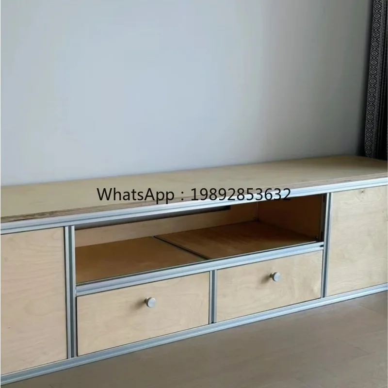 LYY Aluminum Profile Sideboard Storage Light Luxury Modern Living Room Multi-layer TV Cabinet