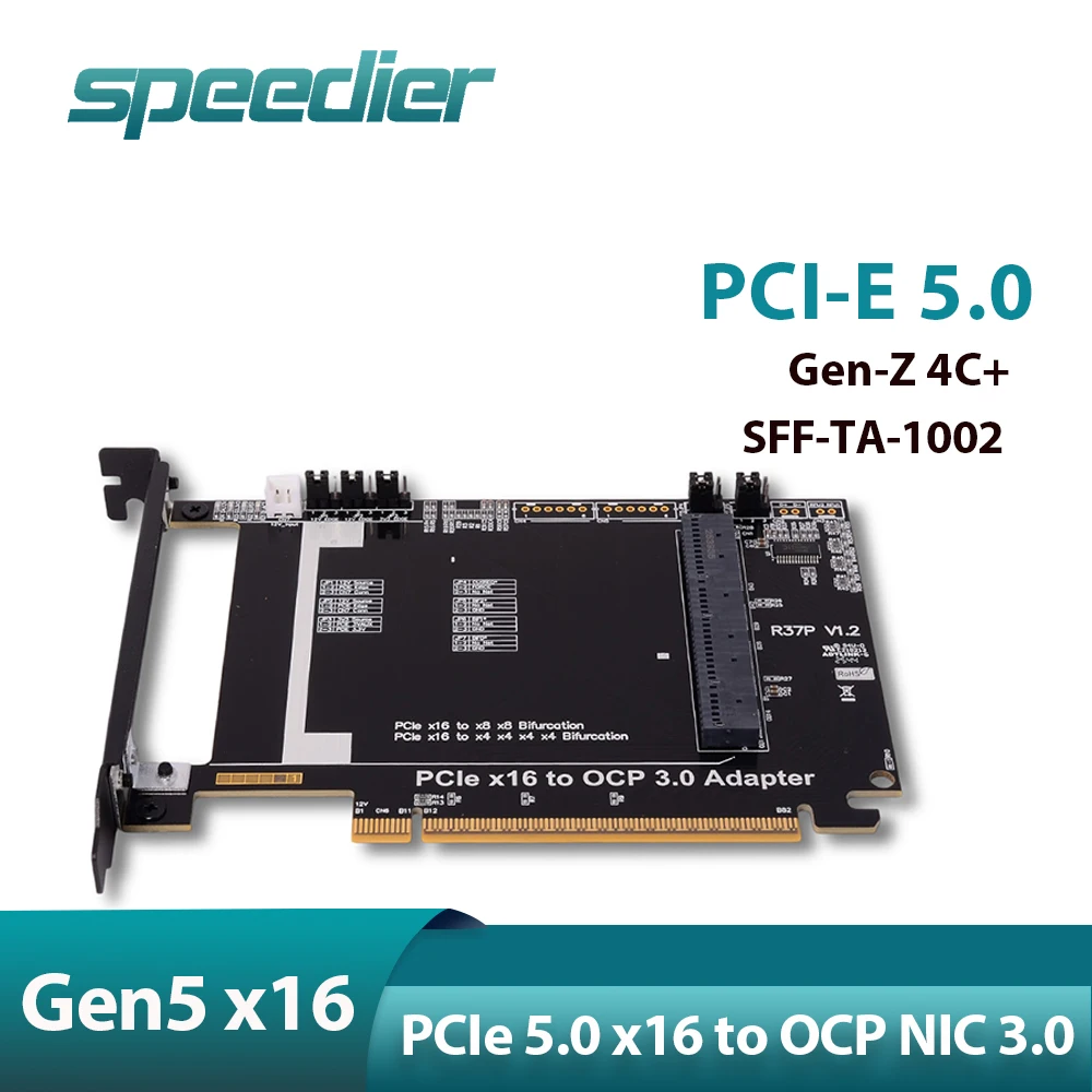 PCIe 5.0 X16 To Gen-Z 4C+/  SFF-TA-1002 Lateral Riser Card  for OCP NIC 3.0 Adapter Expansion Card for Gen3 Gen4 Laptop R37P