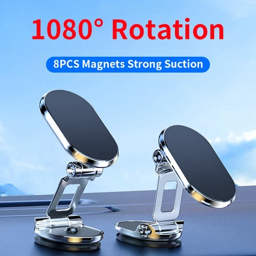 차량용 휴대폰 거치대 자석 스마트폰 지지대, GPS 접이식 휴대폰 브래킷, 아이폰 15, 14, 13, 삼성, 샤오미, 1080 °