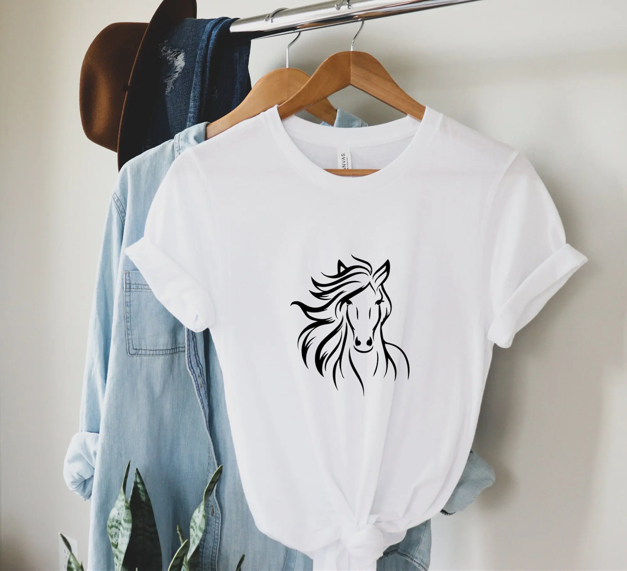 Horse T Shirt Lover Silhouette Animal Head Farmhouse