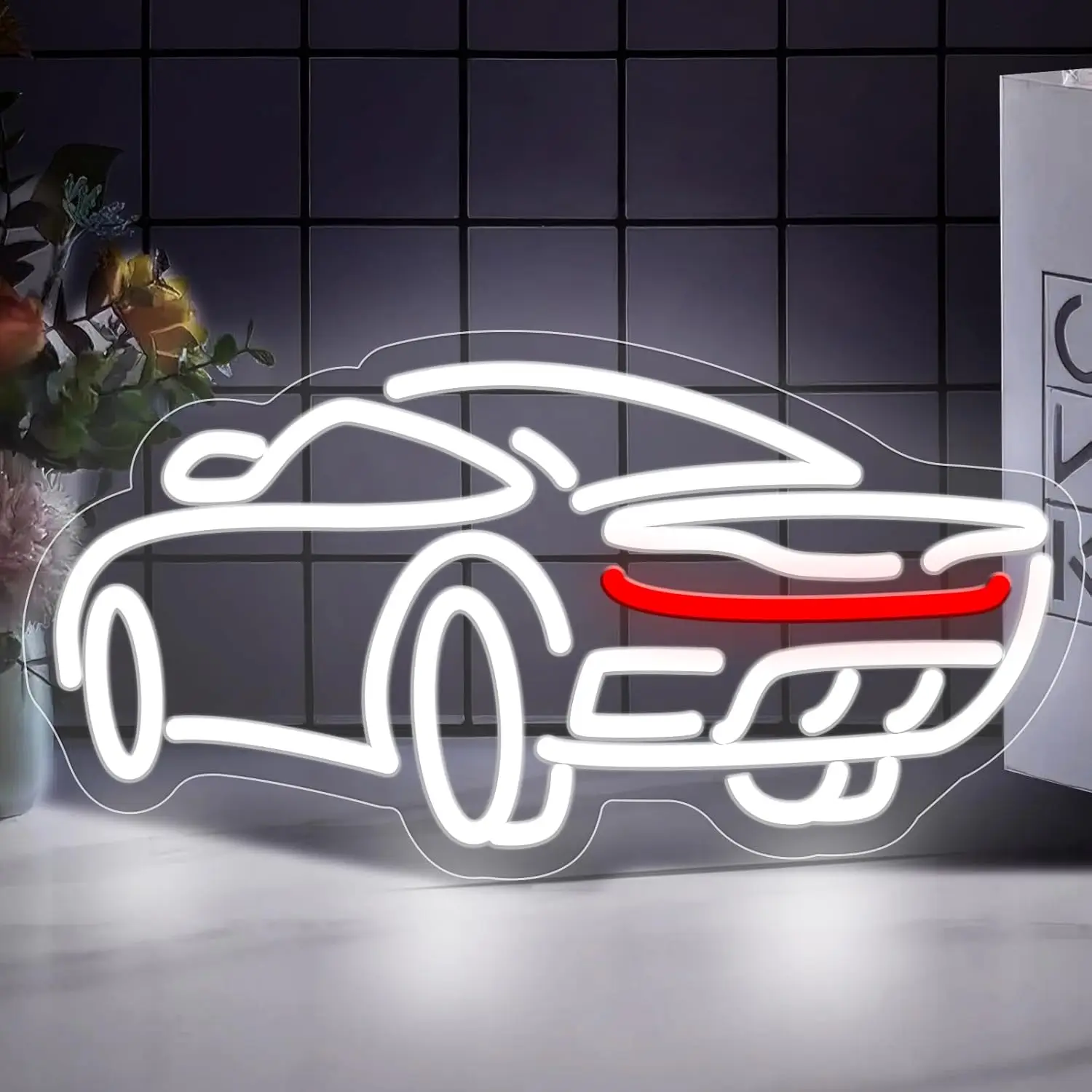 

Racing Car Neon Sign Art Wall Light USB LED Neon Light for Kids Room Garage Bar Bedroom Decoration Birthday Gift Night Light