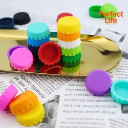 2/12/24Pcs Candy Colors Silicone Beer Bottle Caps Bar Home Brewing Wine Making Barware Cover Bottle Cover Soy Corktail Lid
