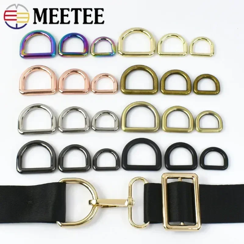 20Pcs Meetee 10-50mm Metal Rings Buckles for Bags Strap Belt Dog Collar Webbing Adjustment Clasp Accessories DIY Leather Craft