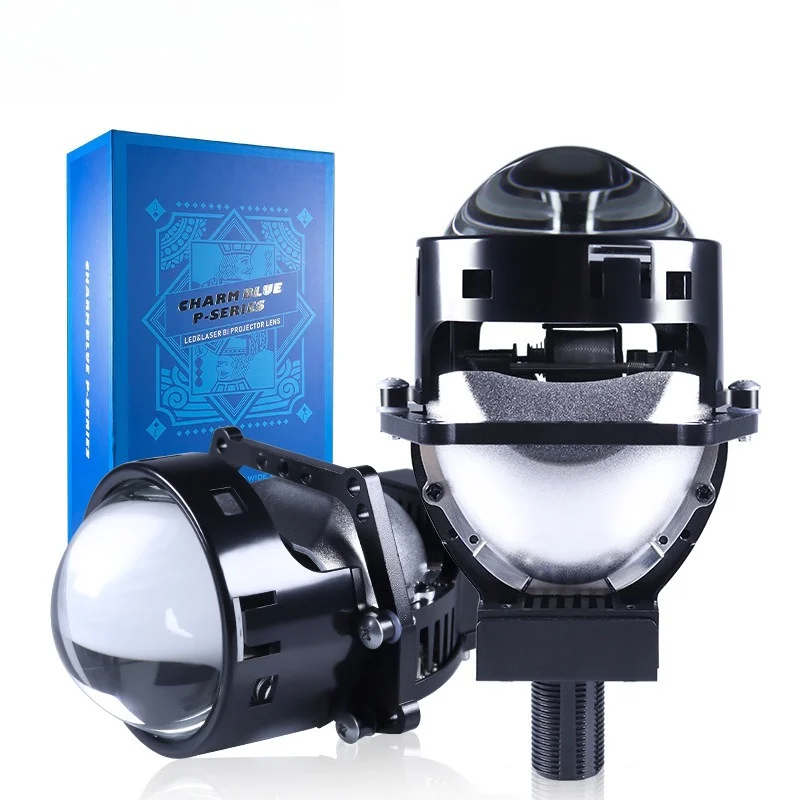 130W Halo Bi LED Projector Headlight 3 Inch Dual Lens Car Fog Light H4 H7 LED High Power Laser Projector Bulb Plug And Play 12V