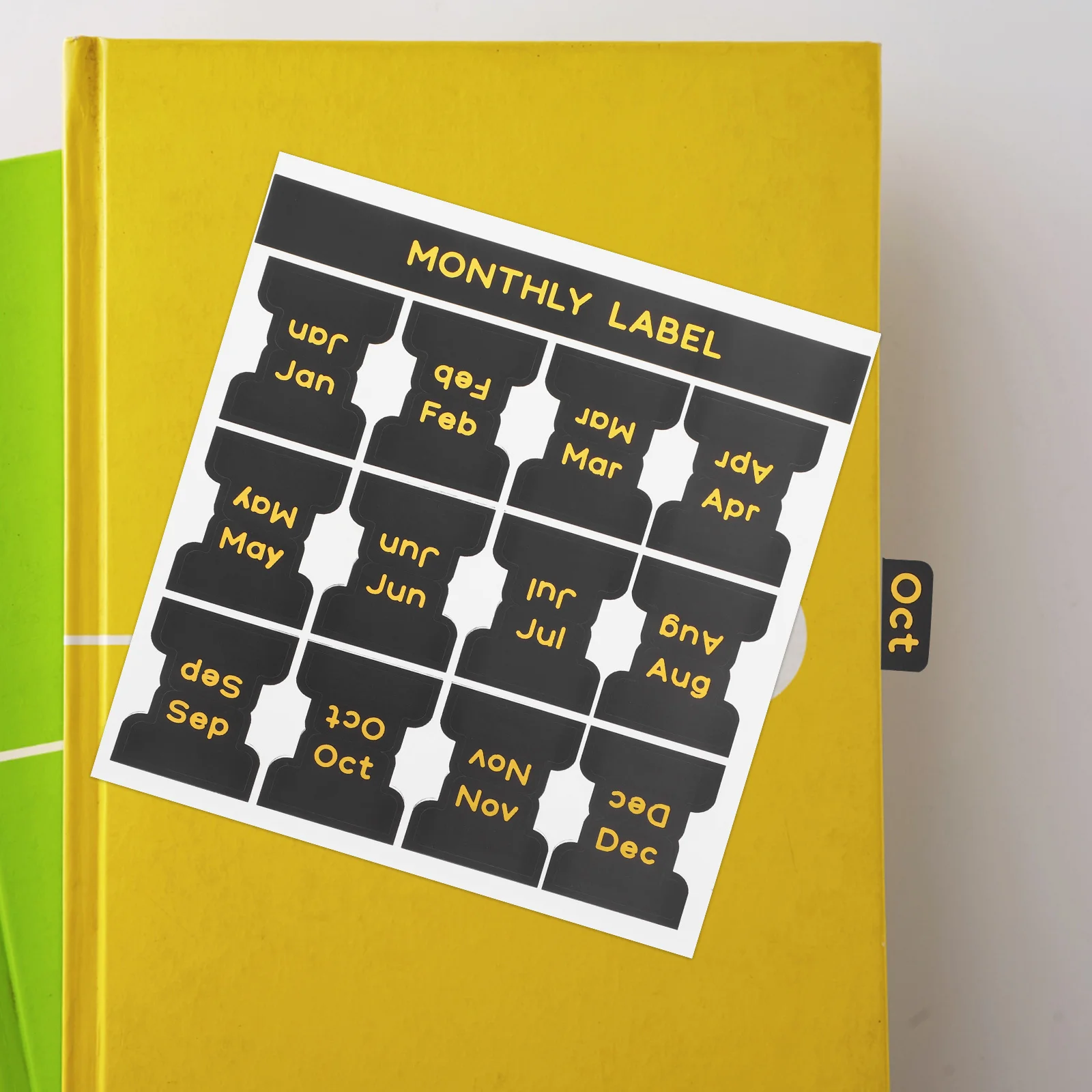 5 أوراق ملصقات ملصقات ختم ذهبي، علامات تبويب الفهرس الشهرية، إشارات مرجعية مخططة، دفاتر ملاحظات تقويمية ذاتية اللصق للكتابة