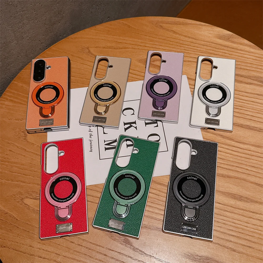 

Business Fashion Simple Leather Phone case With Stand For Samsung Galaxy Z Fold7 ZFold6 5 zfold5 4 Cover Luxury Shockproof Funda