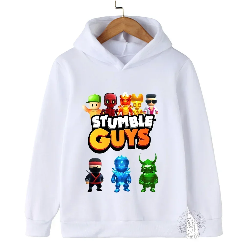 2024 Stumble Guys Hoodie Children\'s Harajuku Games Sweatshirt Boys Girls Original Cartoon Character Print Tops Children\'s Cloth