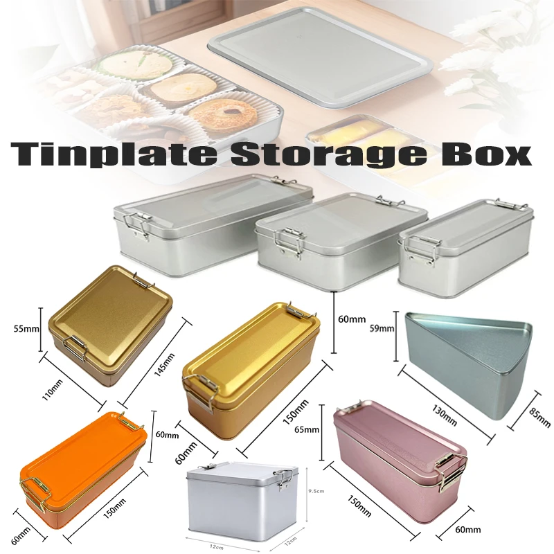 Rectangular Tinplate Cookie Tins Box With Lid Dustproof Home Kitchen Desktop Storage Tin For Candy Coffee Tea Jewelry Chocolate