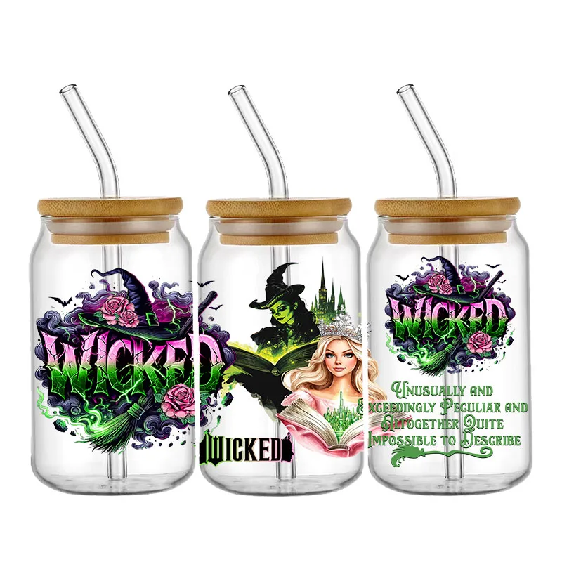 Ariana Magic Wickde Sticker UV DTF Cup Wrap 16oz Sticker Libbey Glas Kan Transfer Sticker Wasbaar Zelfklevende Aangepaste Sticke