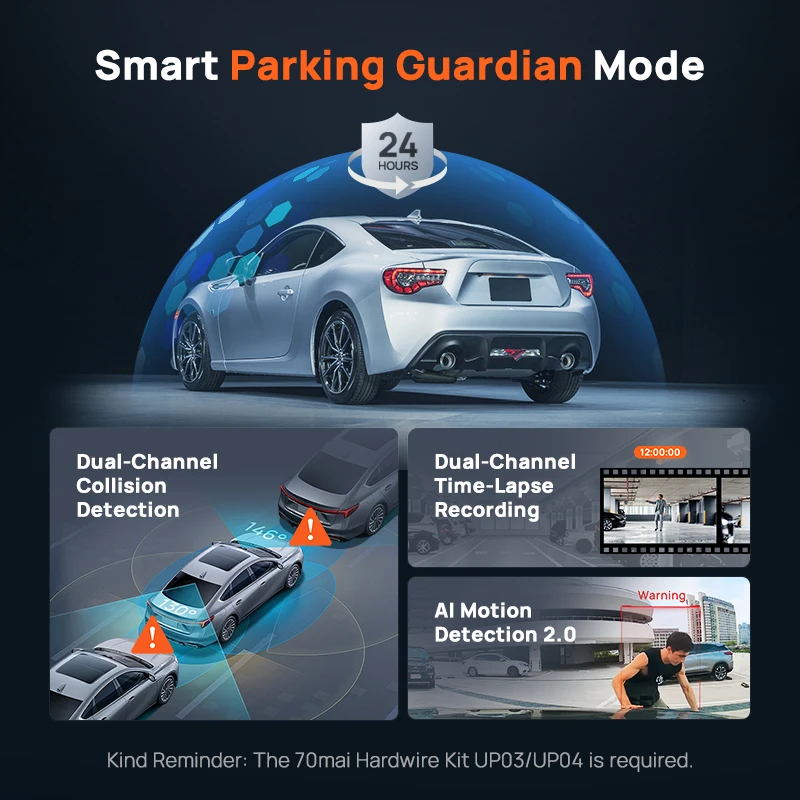 70mai 4K Dash Cam Omni X800 with 4G Hardwire Kit UP04 360