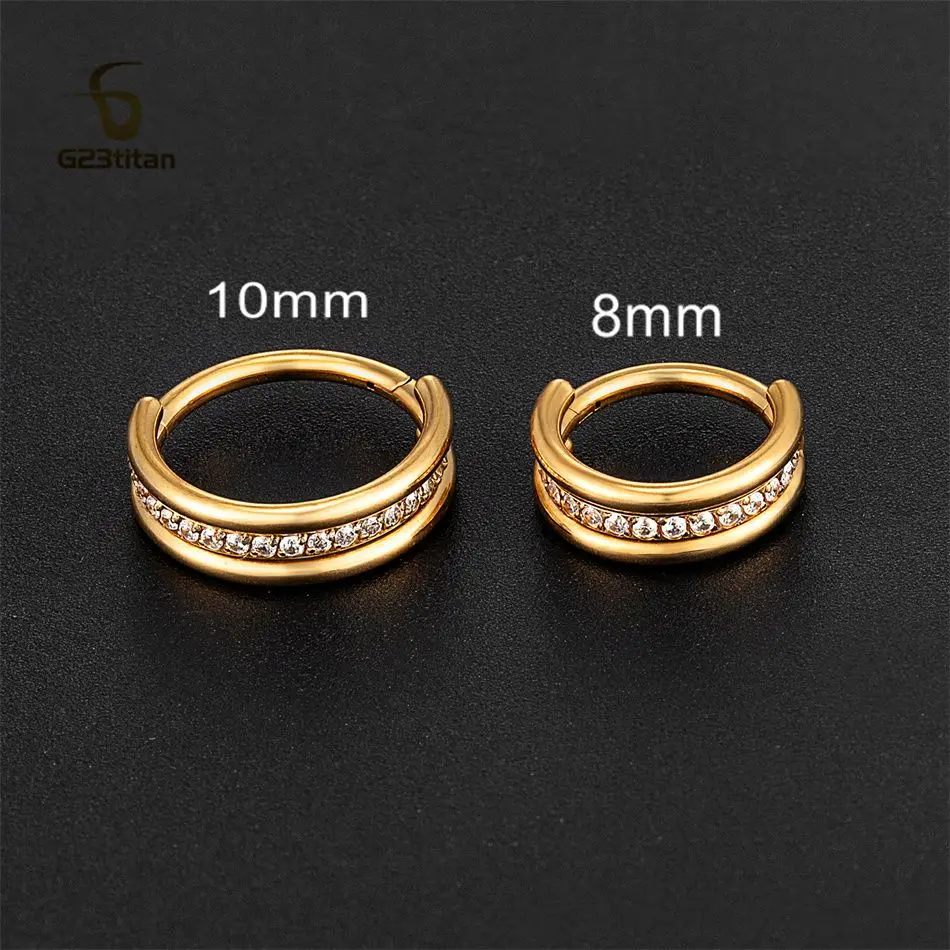 فاخر الزركون 1.2 مللي متر 16 جرام G23 التيتانيوم متمحور الجزء الدائري 8 مللي متر 10 مللي متر الأذن هوب الغضروف الزنمة اللولب القرط الحاجز ثقب المجوهرات #2