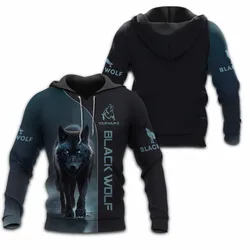 New Graphic Wolf Men's Fashion 3D Print Hoodie Streetwear Hoodies Long Sleeve Hooded Print Front Pocket Design Hoodie Sweatshirt