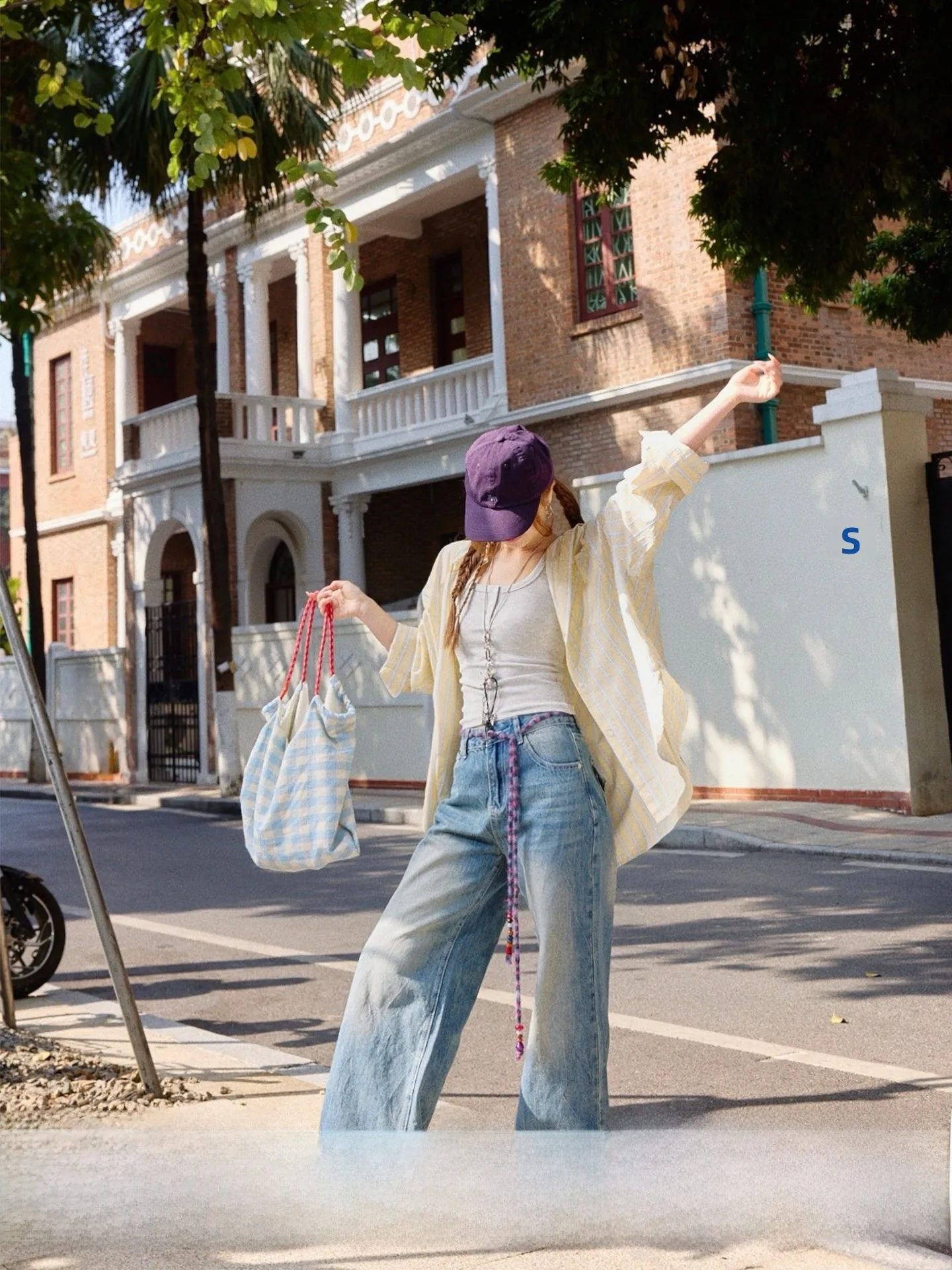 

Su Sansan Women's Yellow Vertical Striped Casual Shirt Long Sleeve Sun Protection Spring 2026 New Style Loose Fit Blouse