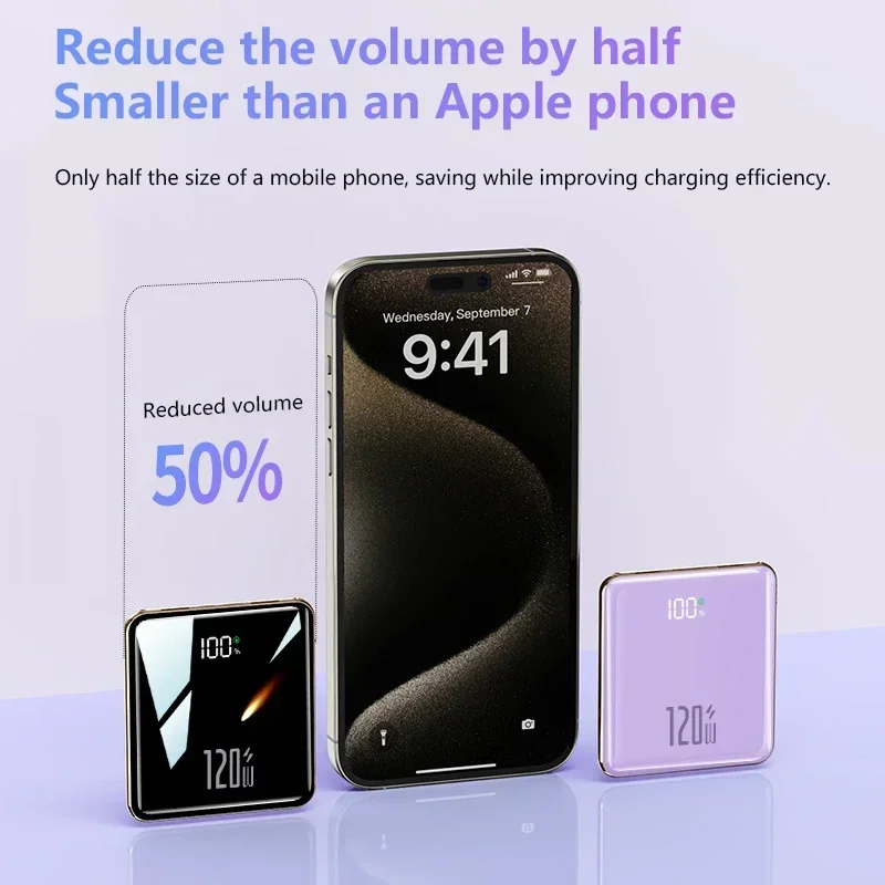 ROMOSS Ultra Thin Power Bank 500000mAh Large Capacity Fast Charging External Battery with 4 Cables for All Mobile Phones