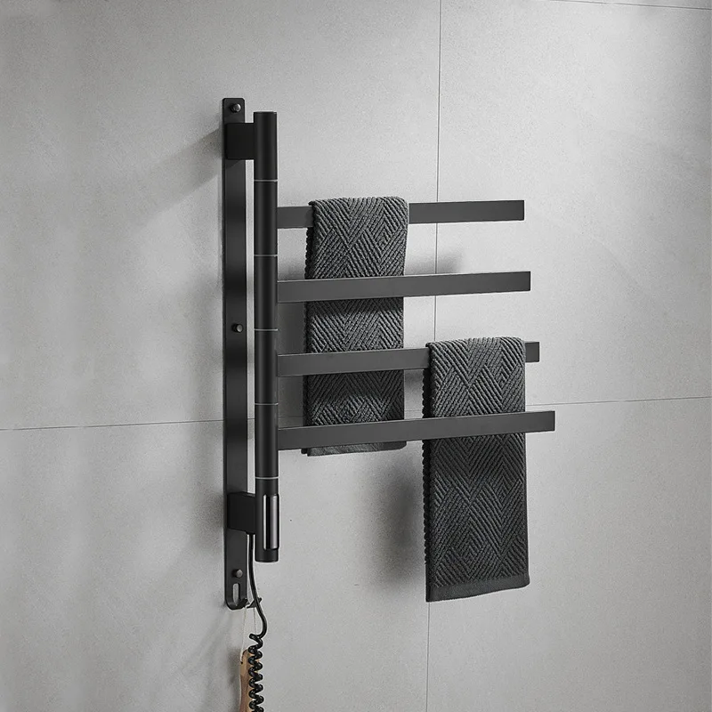 

Hxl electric heated towel rack bathroom towel bar drying punch-free towel storage rack