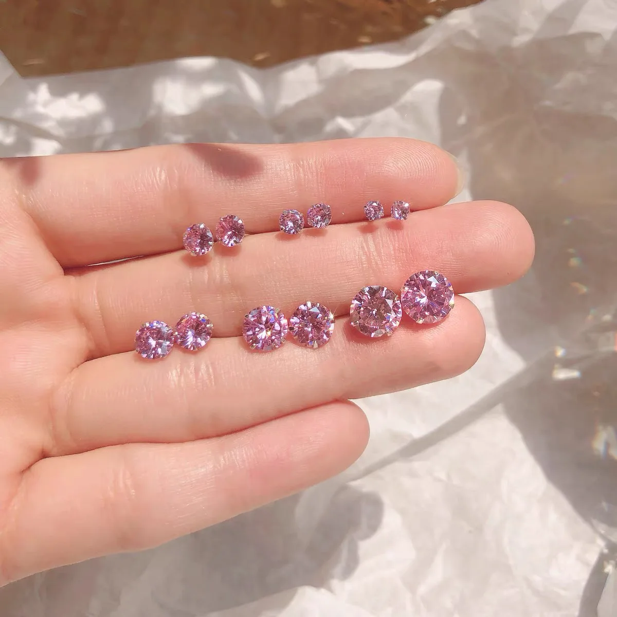 Korean Fashion Tiny Clear Crystal Tragus Stud Earrings for Women Exquisite Sparkling Purple/White Crystal Ear Piercing Jewelry