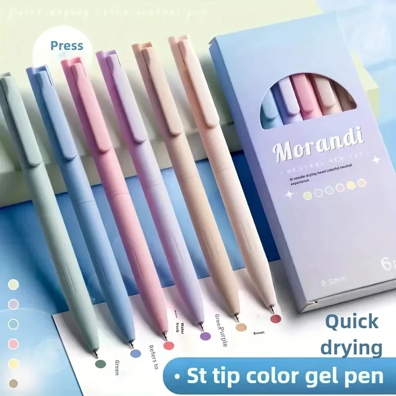 

6-цветные гелевые ручки Morandi, студенческий дневник, скрапбук, ручка для рисования, сделай сам, цветные художественные маркеры для рисования, школьные канцелярские принадлежности