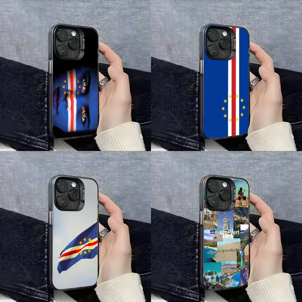 أفريقيا كيب فيردي جواز السفر العلم جراب هاتف آيفون 15,17,11,14,13,16,12,E,Max,Plus,Air,Pro,Mini غطاء أسود غير لامع #1