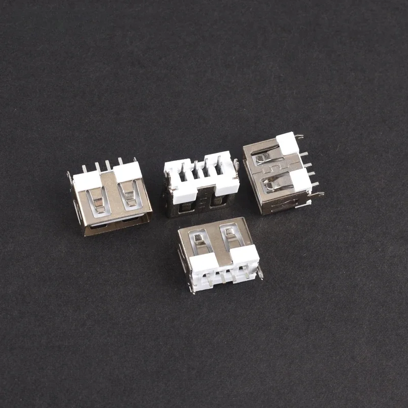 5pcs USB socket A-type female socket short body 10.0MM 180-degree straight pin inserted into white glue flat mouth.