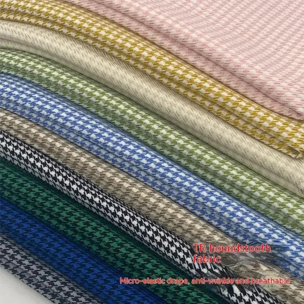 Houndstooth Slightly Elastic Suit Fabric Drape Anti-wrinkle Casual Pants Skirt Coat Fashion Diy Sewing Cloth by the Meter