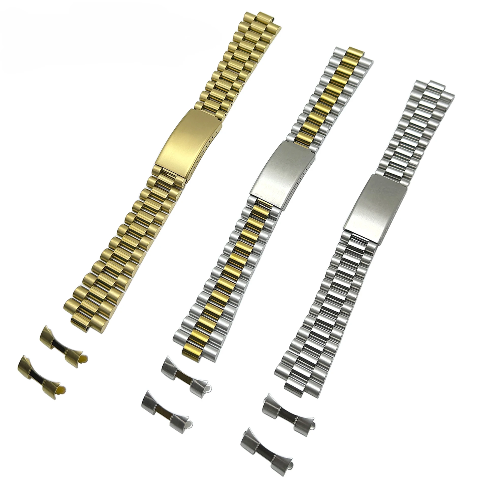 Curved End Watchband for Rolex Sub Daytona Citizen Seiko Strap Solid Stainless Steel Bracelet Men Women 18mm 19mm 20mm 21mm 22mm