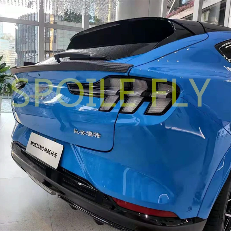 M4 Style For Ford Mustang Mach-E Spoiler 2021 - 2023 ABS Material Carbon Fiber Look Car Rear Trunk Wing Accessories Body Kit