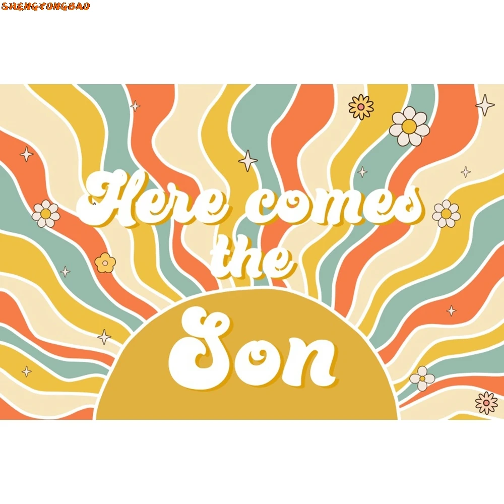 Groovy Birthday Newborn Photography Backdrops Boho Style Rainbow Daisy Peace Love Party Decor Cake Smash Photo Background Props