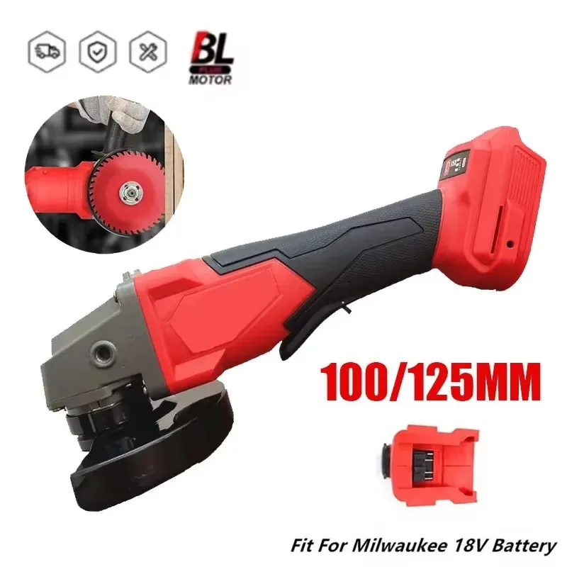 Fit for Milwaukee 18V Battery Brushless Angle Grinder 3 Gears 100/125mm Electric Cordless Polishing Cutting Machine M14