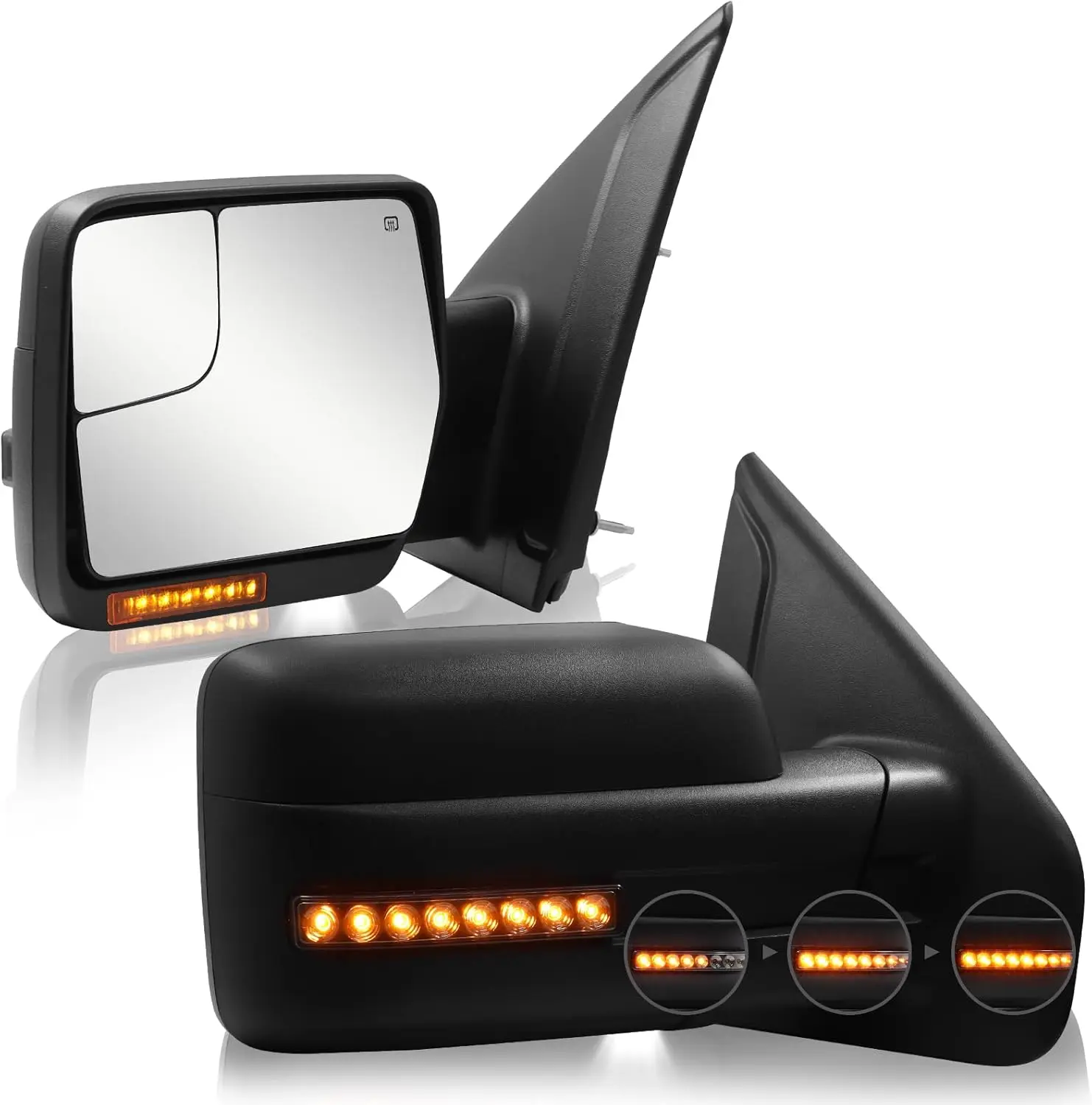 Pickup Truck Towing Application, Glass Material, No Specified Color, Power Adjusted, Heated, LED Turn Signal Light, Puddle Lamp