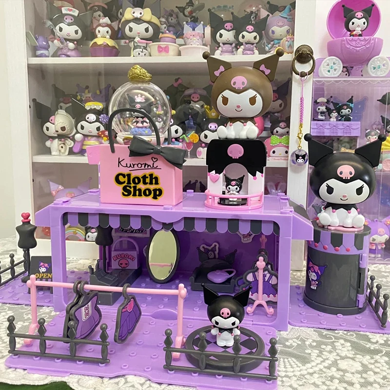 Sanrio Hello Kitty Kuromi My Melody Cinnamonroll Stacked Apartment Play House Toy Cartoon Diy Street View Town Decorative Gifts