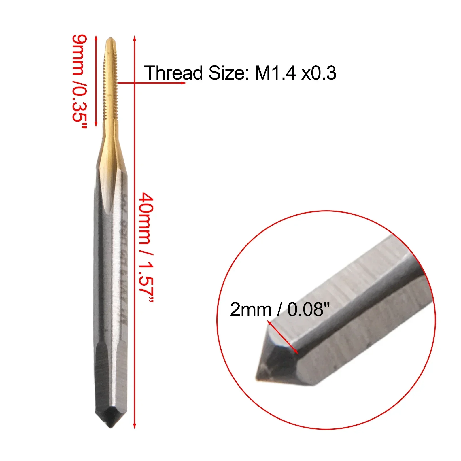 1pcs M1.4x0.3 Cobalt High Speed Steels Coated Straight Flutes Thread Taps Practical Home Accessories